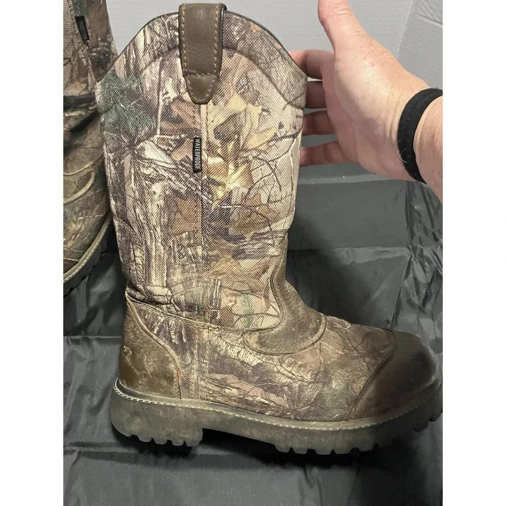 Game Winner Pull On Mens Hunting Camo Waterproof Boots US Size 8.9 Mid Calf - Picture 11 of 12